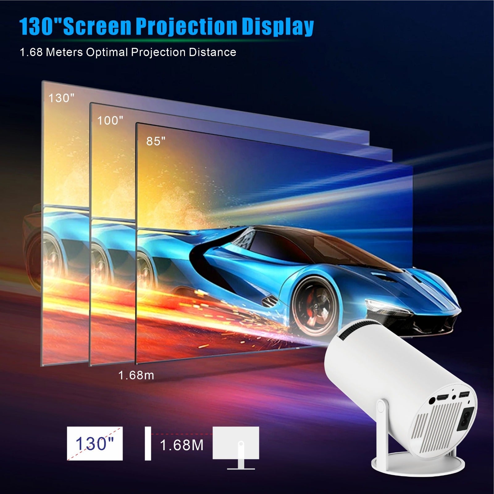 BeamSphere Projector - HDMI Portable Movie Projector